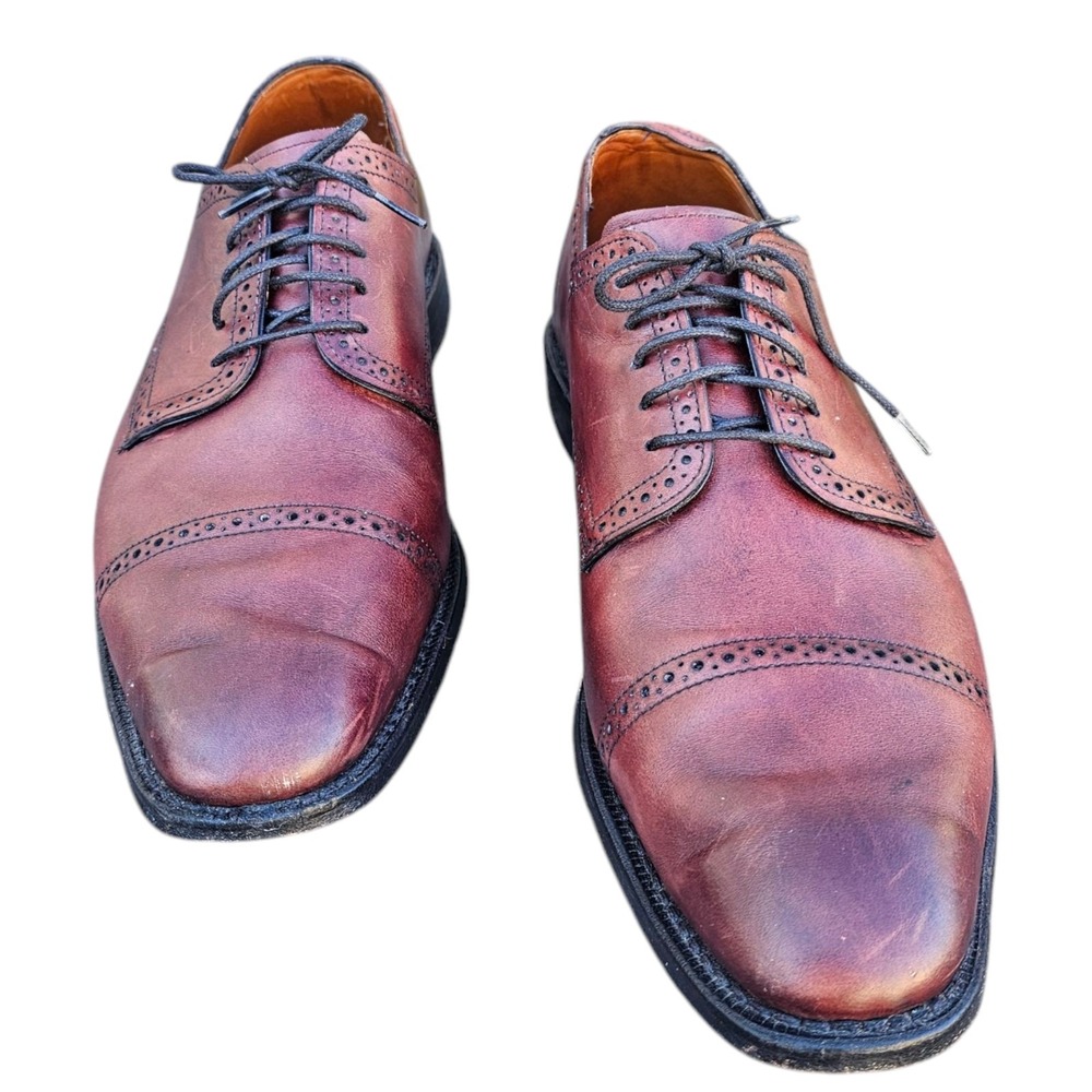 Allen Edmonds Yorktown 10.5 D Brown‎ Leather Oxford Almond Toe Dress Shoes Lace